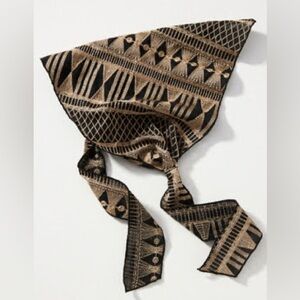 Anthropologie Black & Gold Textured Hair Scarf